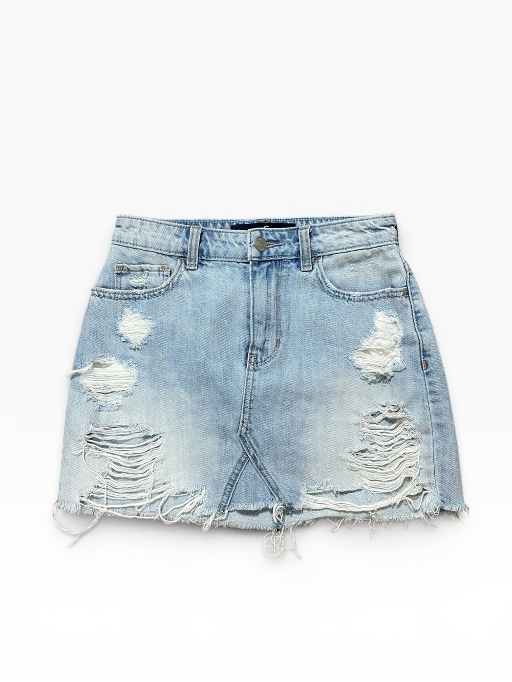 Hollister | Light Blue Distressed Denim‎ Mini Jean Skirt High Rise